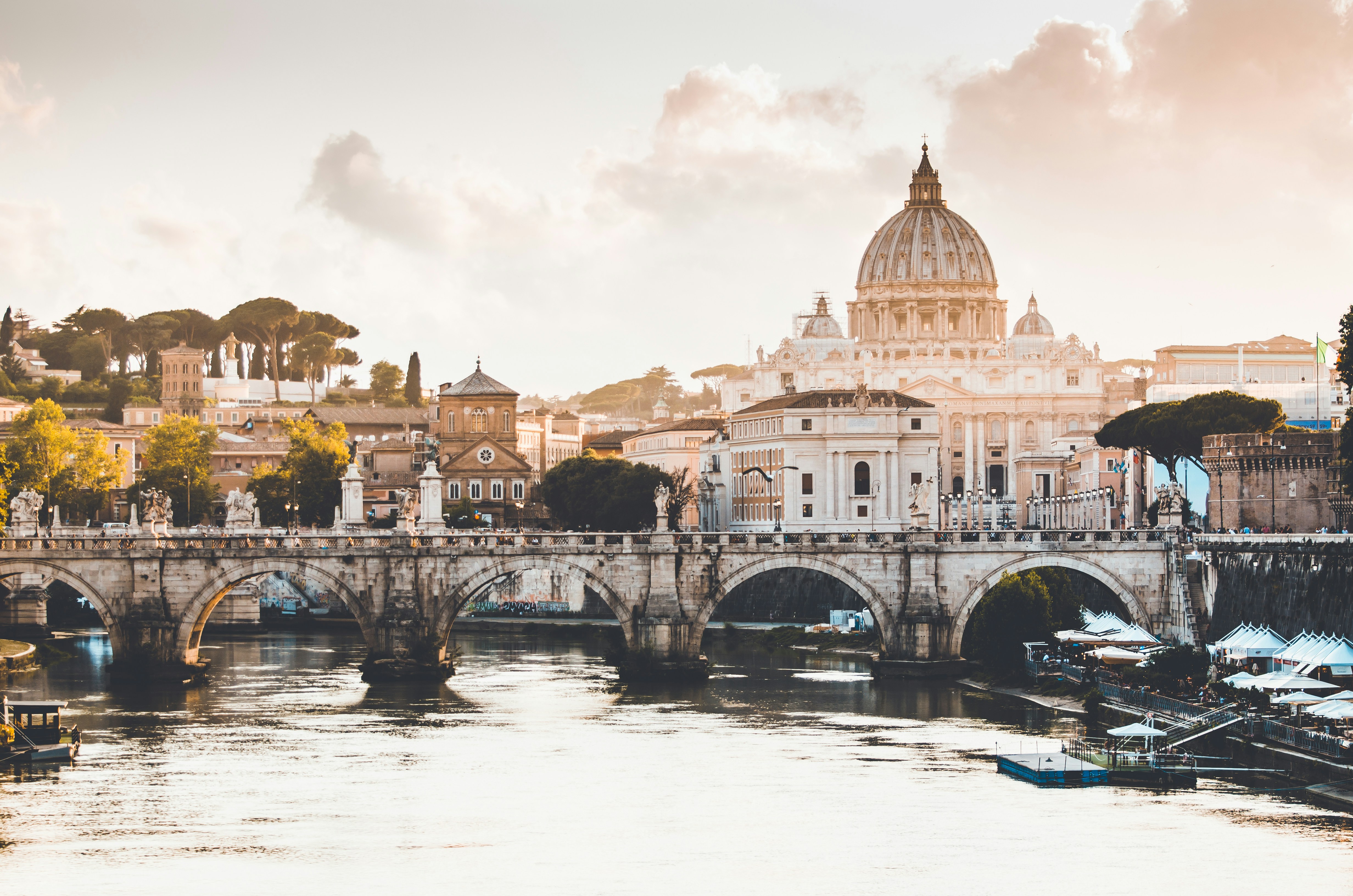 St. Peter's Basilica and Rome cityscape
